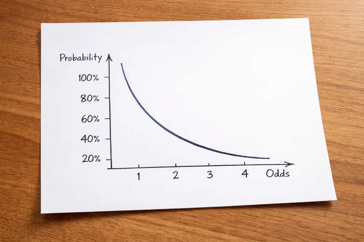 Gr&aacute;fico sencillo mostrando relaci&oacute;n inversa entre cuotas y probabilidades
